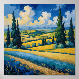 Póster Paisaje inspirado en Van Gogh