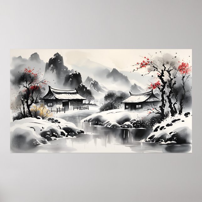 Póster Paisaje invernal (Frente)