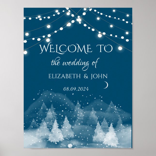 Póster Paisaje invernal boda de nieve (Frente)