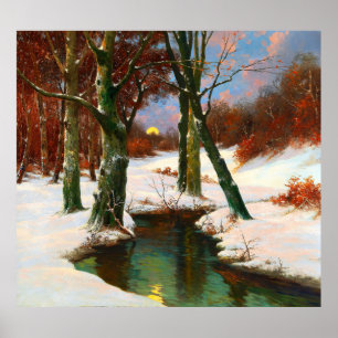 Póster Paisaje invernal con luna creciente Adolf Kaufmann