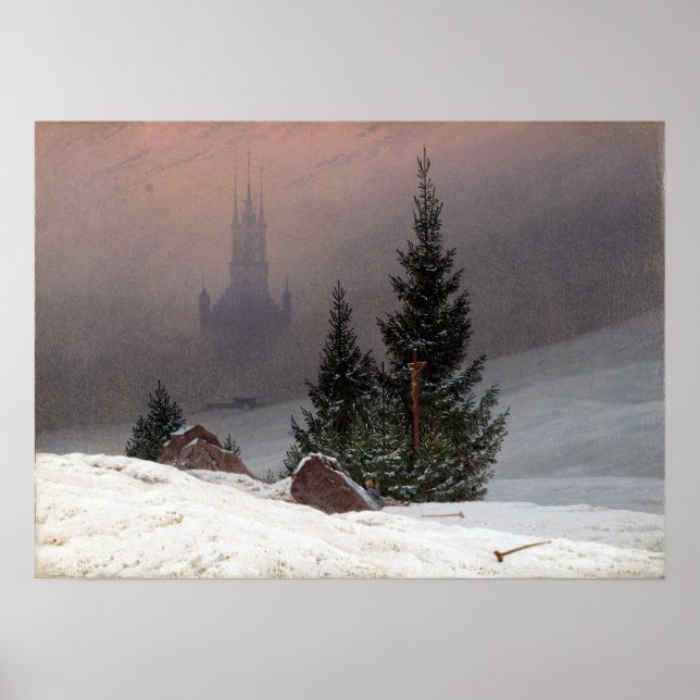 Póster Paisaje invernal de Caspar David Friedrich (Frente)