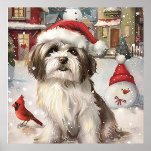 Póster Paisaje Invernal de Navidad Alegría Havanés