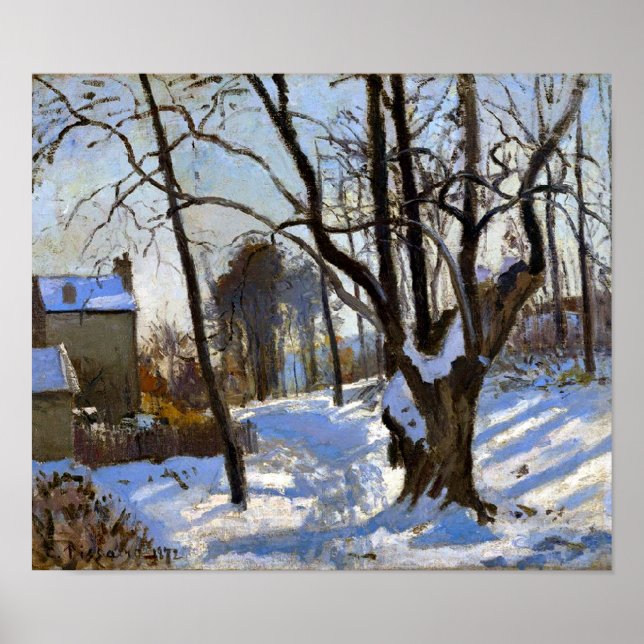 Póster Paisaje invernal en Loiveciennes Camille Pissarro (Frente)