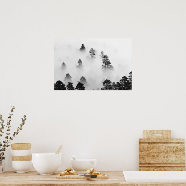 Póster Paisaje invernal Fotografía En Blanco Y Negro (Cocina)