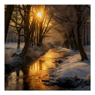 Póster Paisaje invernal (generado por IA)