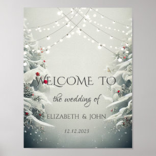 Póster Paisaje Invernal Mágico, Luces de Navidad Bodas de