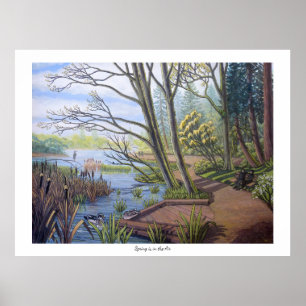 Póster Paisaje invernal Pintura 9 Águilas Río Cheakamus