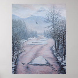 Póster Paisaje invernal Pintura 9 Águilas Río Cheakamus