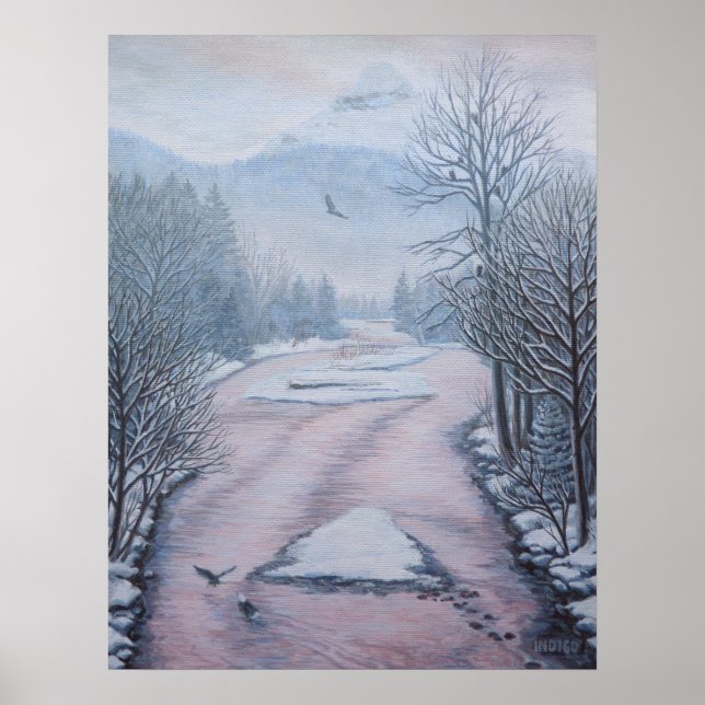 Póster Paisaje invernal Pintura 9 Águilas Río Cheakamus (Frente)