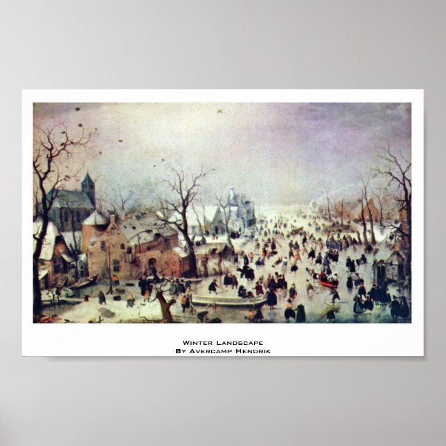 Póster Paisaje Invierno De Avercamp Hendrik (Frente)