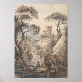 Póster Paisaje italiano con castillo - Paul Sandby