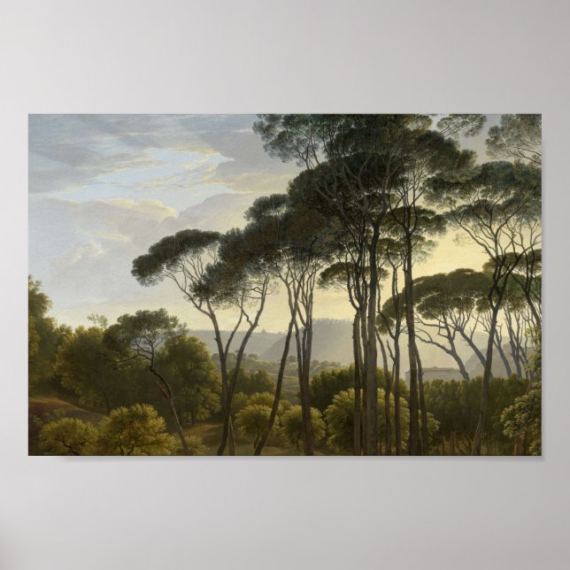Póster Paisaje italiano con pintura al óleo de los cañone (Frente)