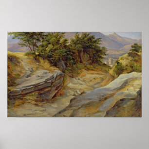 Póster Paisaje italiano de la montaña, c.1824