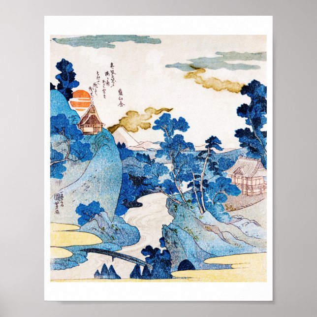 Póster Paisaje japonés Sunrise, Kuniyoshi, Ukiyo-e (Frente)