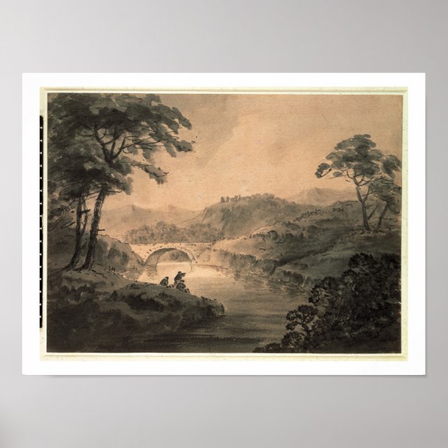 Póster Paisaje (lavado con lápiz y tinta) (Frente)