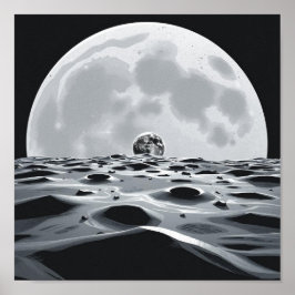 Póster Paisaje lunar minimalista