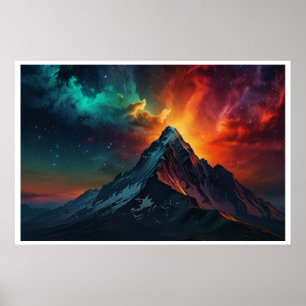 Póster Paisaje mágico de la Aurora Boreal