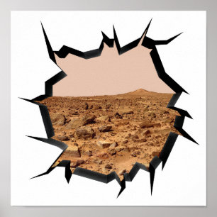 Póster Paisaje marciano de la NASA Twin Peaks vista 3D de