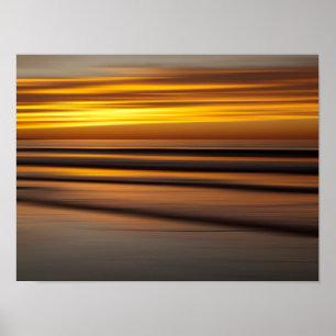 Póster Paisaje marino abstracto al atardecer, CA
