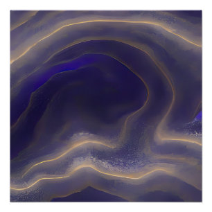 Póster Paisaje marino abstracto olas fracturadas 03
