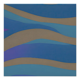 Póster Paisaje marino abstracto olas fracturadas 12