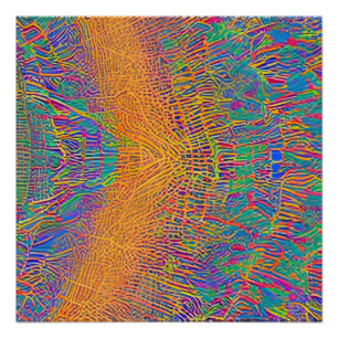 Póster Paisaje marino abstracto olas fracturadas 27