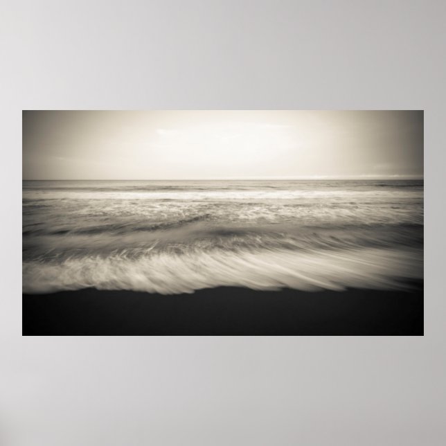 Póster Paisaje marino B&W, Hawái (Frente)