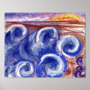 Póster Paisaje marino contemporáneo en tonos de joya Euro