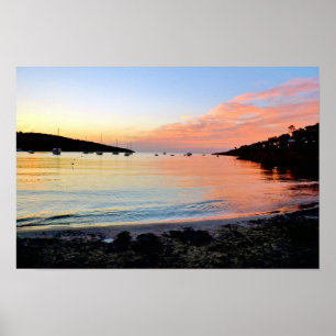 Póster Paisaje marino del atardecer en Portinatx Ibiza