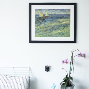 Póster Paisaje marino en Saintes Maries por Vincent van G