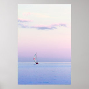 Póster Paisaje marino pastoral con velero