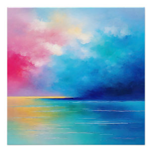 Póster Paisaje marino "Tarfarran" rosa y azul