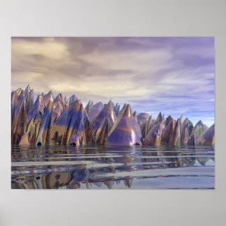Póster Paisaje metálico futurista