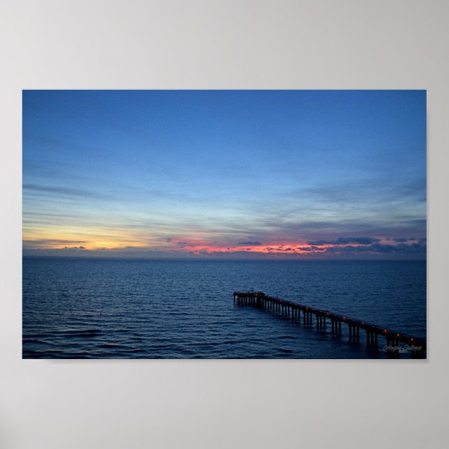 Póster Paisaje Miami Beach Ocean Sunrise Blue Ocean (Frente)
