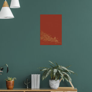 Póster Paisaje minimalista de montaña de terracota y óxid