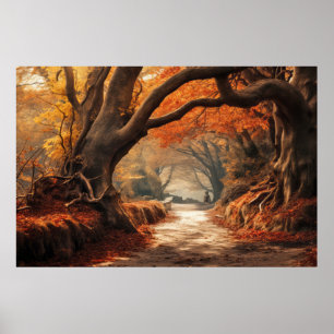 Póster Paisaje místico sereno del árbol antiguo