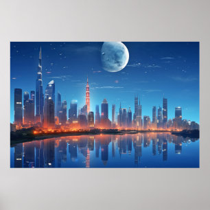 Póster Paisaje moderno y futurista de Cityscape