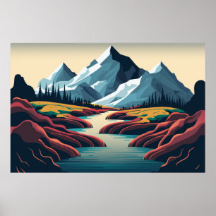 Póster Paisaje montañoso