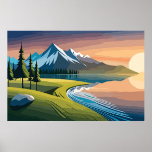 Póster Paisaje montañoso