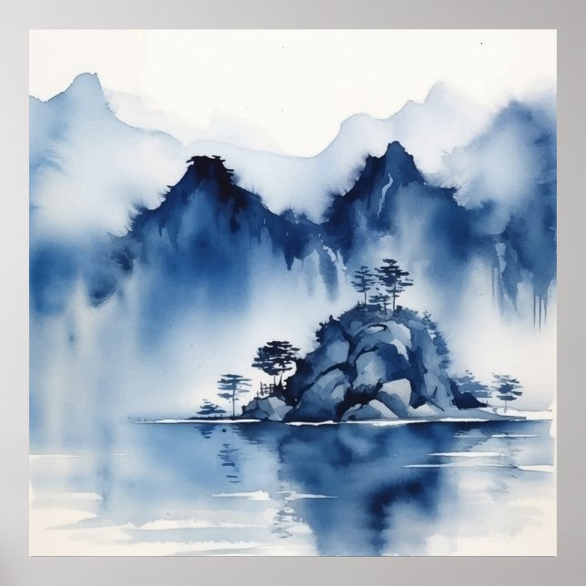Póster Paisaje montañoso abstracto (Frente)