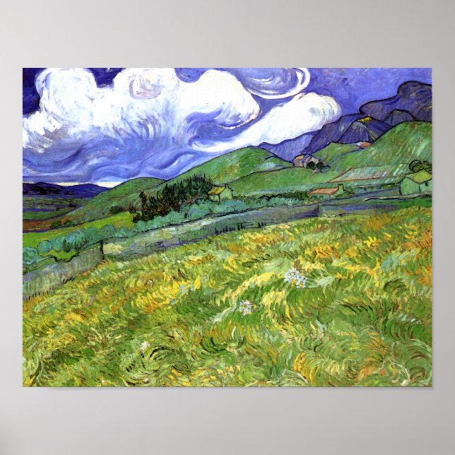 Póster Paisaje montañoso, Bella Artes Van Gogh (Frente)