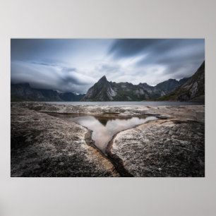 Póster Paisaje montañoso de las islas Lofoten Foto