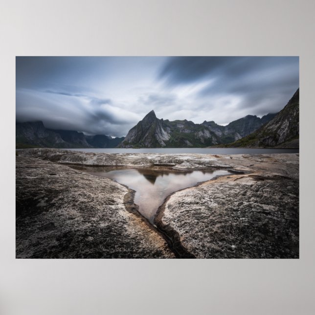 Póster Paisaje montañoso de las islas Lofoten Foto (Frente)