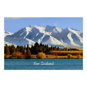 Póster Paisaje montañoso de Nueva Zelanda