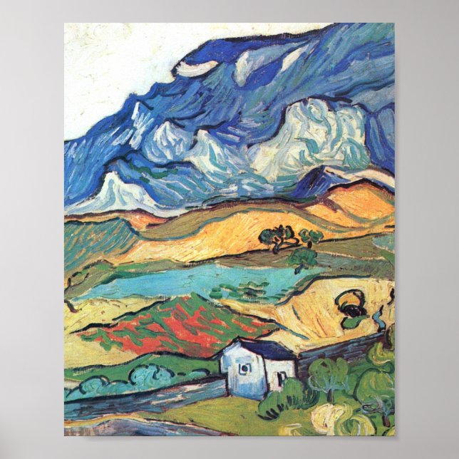 Póster Paisaje montañoso de Vincent Van Gogh - Les Alpill (Frente)