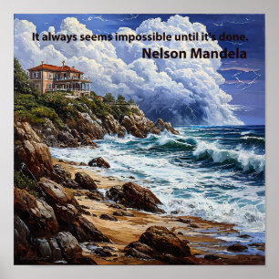 Póster Paisaje Montañoso Inspirador Motivacional