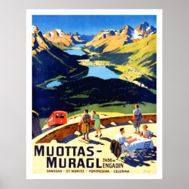 Póster paisaje montañoso Muottas Muragl, Suiza