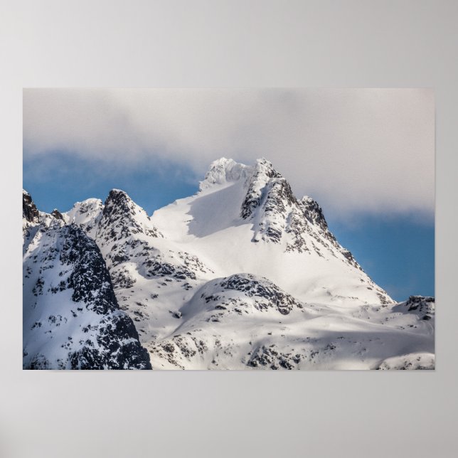 Póster Paisaje montañoso nevado (Frente)