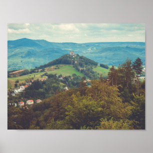 Póster Paisaje montañoso romántico