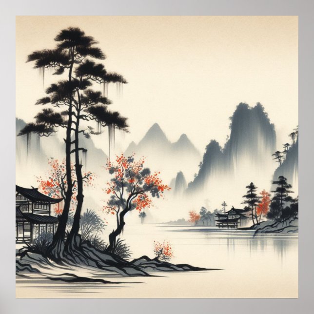 Póster Paisaje montañoso tranquilo (Frente)